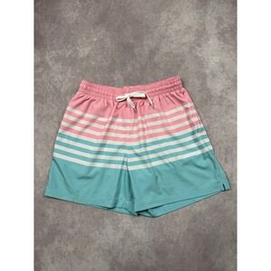 Chubbies Men's M 5.5" Stripe Swim Trunks Shorts Pink Blue Beach Travel Resort